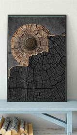 现代烁金水墨金色年轮木纹装饰画