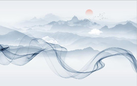 新中式抽象水墨山水风景背景墙