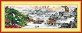大型迎客松山水装饰画