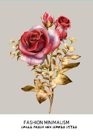 现代北欧风金色玫瑰花玄关装饰画