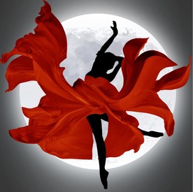 现代北欧红裙舞蹈美女装饰画