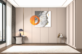 现代轻奢卧室背景墙3D场景空景