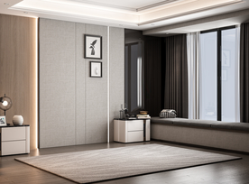 现代极简卧室背景墙场景效果图