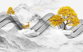 大理石山水电视背景墙