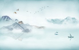 最新 简约山水画 TIF分层