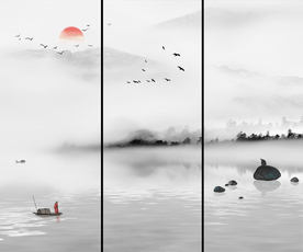 水墨三联画