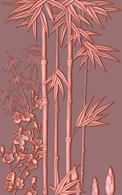 竹林铜雕玄关壁画