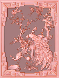 浮雕孔雀玄关背景墙