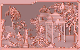 宝塔 山水铜雕背景墙