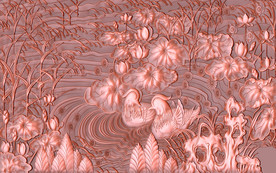 鸳鸯戏水荷花铜雕背景墙