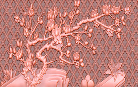 梅花金色3d立体浮雕背景