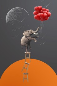 爱马仕抽象大象气球儿童房装饰画