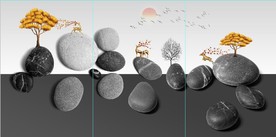 晶瓷飘带鹅卵石山水装饰无框画