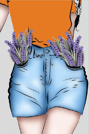 现代爱马仕薰衣草美女玄关装饰画