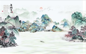 新中式千里江山山水国画背景墙