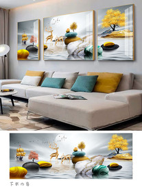 石来运转一鹿高升装饰画