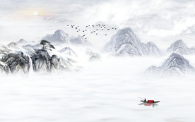 最新客厅山水画 TIF分层