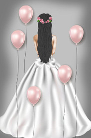 现代轻奢美女少女气球玄关装饰画