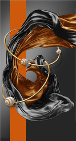 晶瓷爱马仕抽象丝绸玄关装饰画