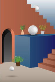 现代北欧3D建筑空间玄关装饰画