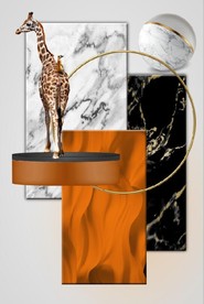 晶瓷长颈鹿抽象立体几何装饰油画