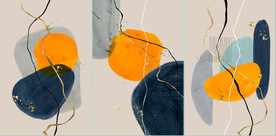 侘寂风抽象几何油画玄关装饰画