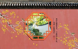 故宫红背景墙图片