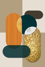 晶瓷抽象金色立体几何玄关装饰画