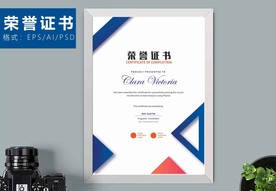 荣誉证书时尚竖版证书