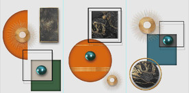 现代晶瓷金色抽象几何装饰无框画