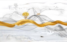 新中式大理石电视背景墙