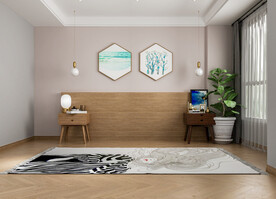 北欧卧室背景墙3D直播场景空景