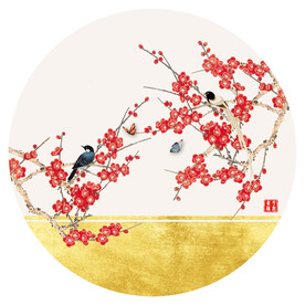 新中式红梅圆形装饰画