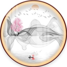 新中式圆形装饰画图片