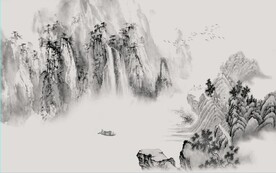 新中式水墨山水风景国画背景墙