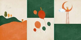 北欧风抽象动物风景儿童房装饰画