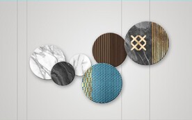 现代风抽象几何大理石拼花电视墙