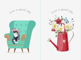 抽象动物小猫花瓶儿童房装饰画