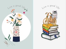 抽象动物小猫花瓶儿童房装饰画