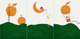 小清新抽象水果人物儿童房装饰画