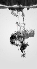 新中式禅意抽象水墨玄关装饰画