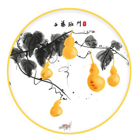 五福临门 圆形画