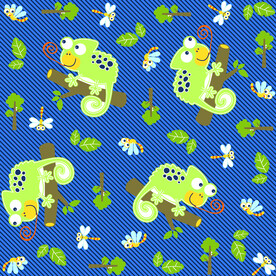 卡通 斜条 变色龙 