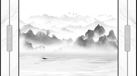 新中式意境山水电视背景墙