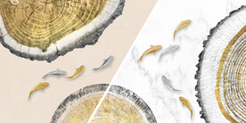 金色年轮九鱼装饰画