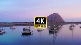 航拍岸边停靠的渔船