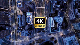 航拍现代城市群街道夜景