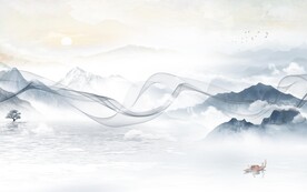 新中式新山水背景墙 TIF分层