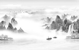 高端新爆款山水画 文件分层画