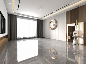 现代极简轻奢客厅空场景